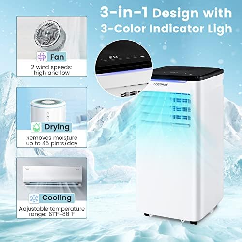 COSTWAY 8000 BTU Portable AC Unit for 300 SqFt Room