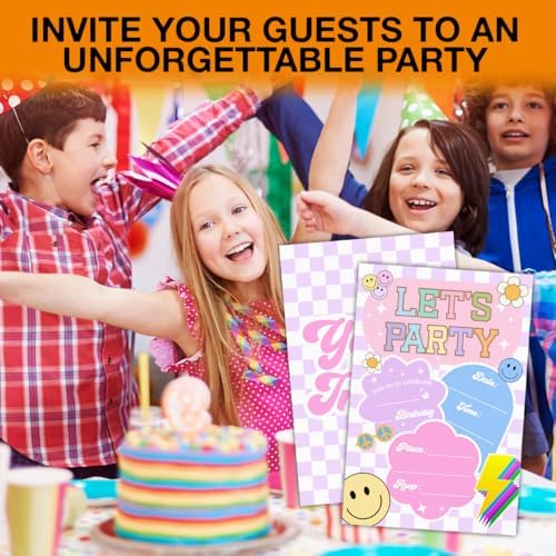 RNYJJ Retro Smile Party Invitations 20 Count Double Sided