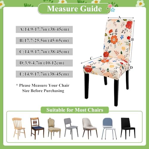 UArtlines Chair Covers Set of 6 for Dining Room