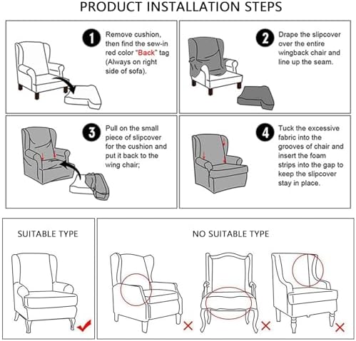 Wyleber Waterproof Wingback Chair Cover Mint Green