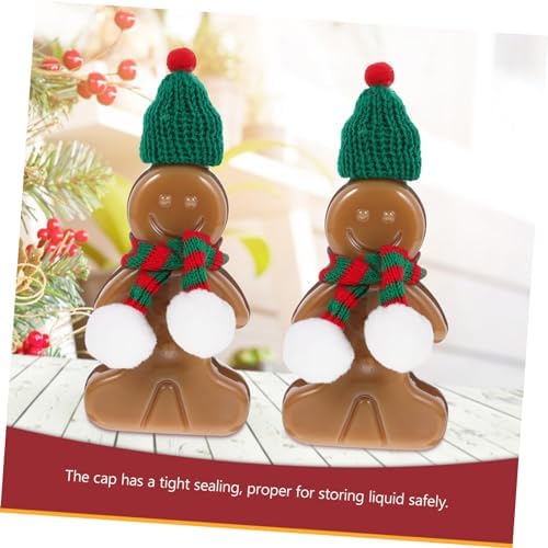 SECFOU Christmas Gingerbread Man Juice Bottles with Hats and Scarf
