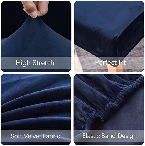 Velvet Chair Covers Set of 6 for Dining Room Navy