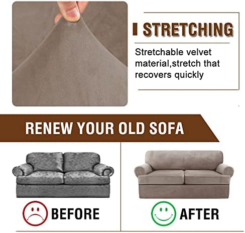 KPPKOU Stretch T Cushion Sofa Slipcover 3 Piece Set