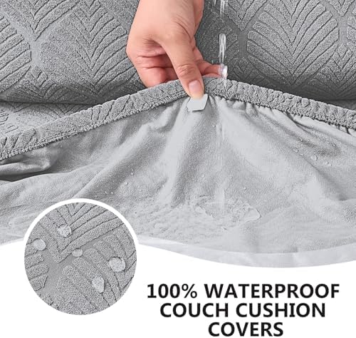 Genina Waterproof Couch Cushion Covers 3 Pack Light Gray