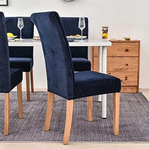 Velvet Chair Covers Set of 6 for Dining Room Navy