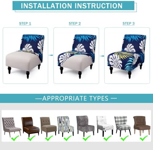 Iauddy Armless Accent Chair Slipcover - Navy BlueLeaves