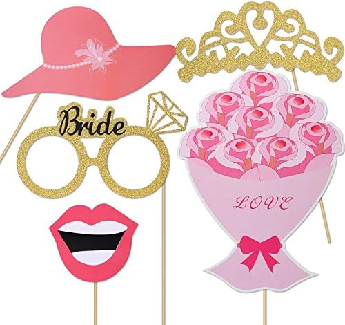 52pcs Wedding Photo Booth Props Set for Bridal Shower and Valentines Day