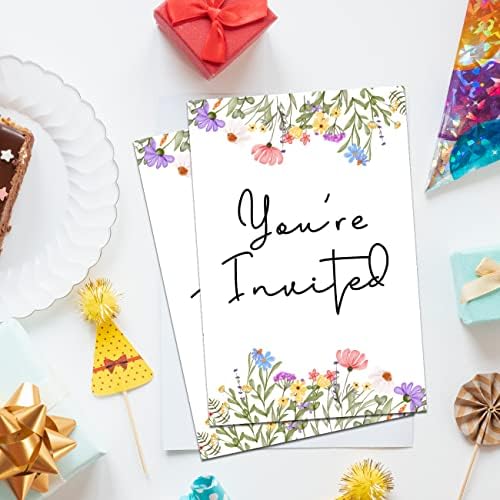 Wildflower Birthday Party Invitations Set of 20 with Envelopes