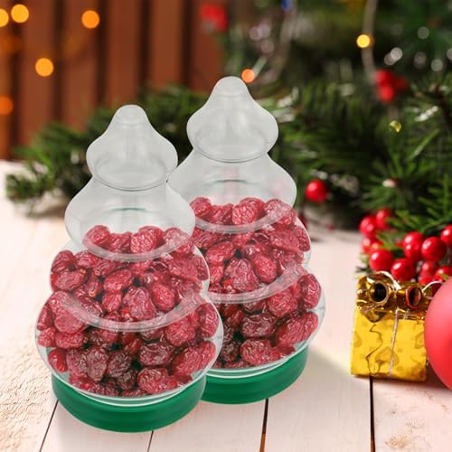 CLISPEED 3pcs Christmas Tree Candy Bottles Festive Storage Containers