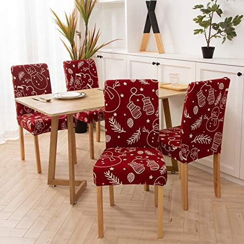 Ogrmar 4PCS Stretch Dining Chair Slipcovers with Christmas Design