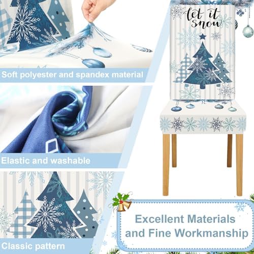 Preboun 6 Pcs Christmas Chair Covers Set Removable Washable Stretch