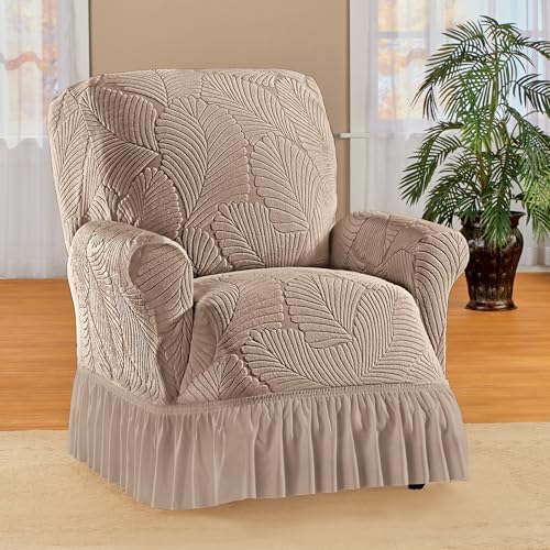 Collections Etc Textured Leaf Ruffled Skirt Slipcover
