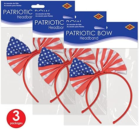 Beistle Patriotic Bow Headbands 3 Pack