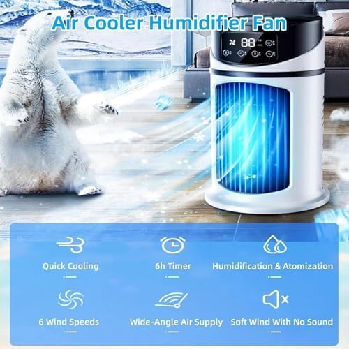 Protecair Portable Air Conditioner with 6 Wind Speeds and 3 Cool Mists