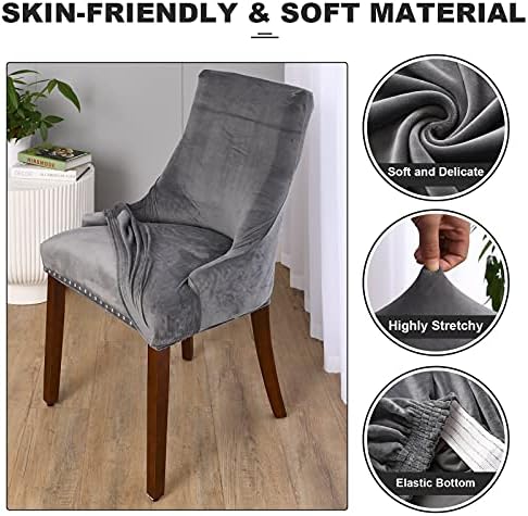 MIFXIN Velvet Wingback Chair Slipcover Set of 2 Dark Grey
