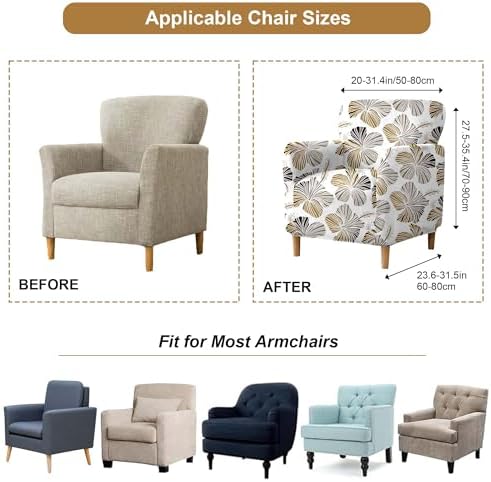KINGNAM Armchair Slipcover with Elastic Bottom and Arms
