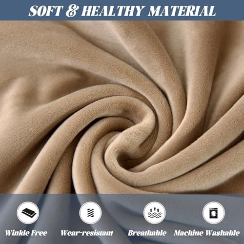 Velvet Stretch Wingback Chair Cover 6PCS Brown