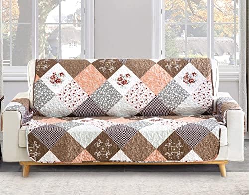 Yiran Floral Patchwork Sofa Cover Soft Microfiber 3 Seater