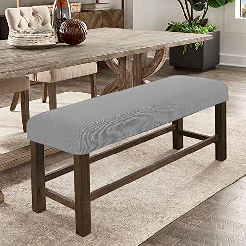 Checked Rectangle Bench Covers for Dining Chairs Soft Stretch Washable Slipcovers