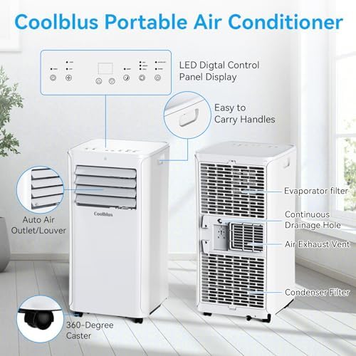 Coolblus Portable Air Conditioner 12000 BTU 550 Sq Ft White Renewed