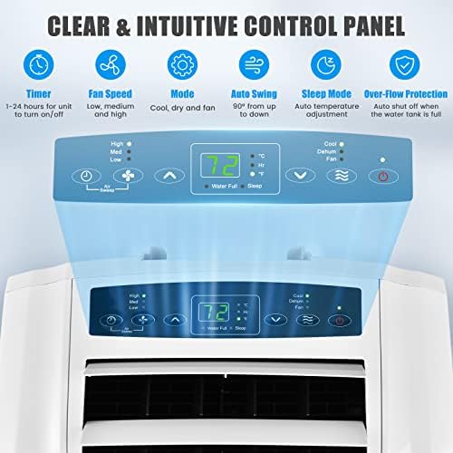 COSTWAY 11500 BTU Portable Air Conditioner with Dual Hose and Remote Control