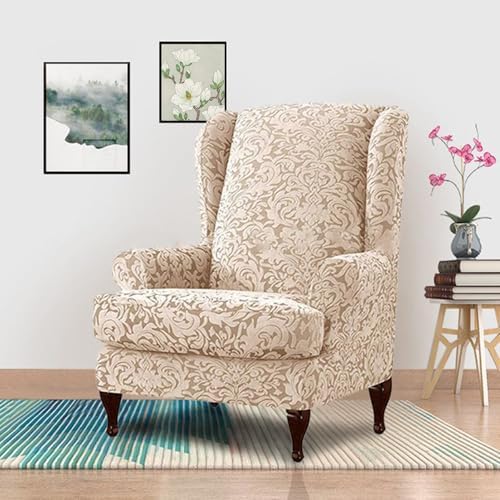 Somsiwey Wingback Chair Slipcovers Khaki 2 Piece