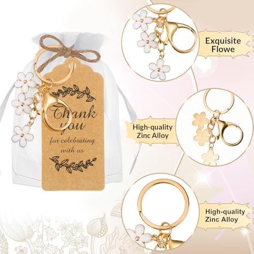 20 Piece White Flower Keychain Party Favor Set