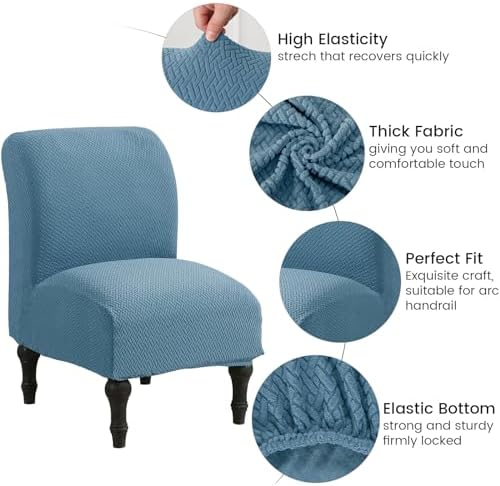 MIFXIN Armless Accent Chair Cover Jacquard Blue