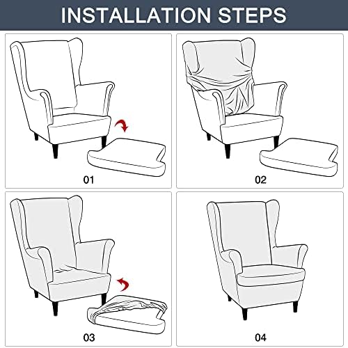 CONRUSER Stretch Wingback Chair Covers Pink 2 Piece