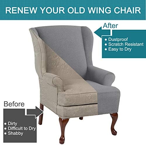 Granbest Premium Thick Wingback Chair Cover Light Gray