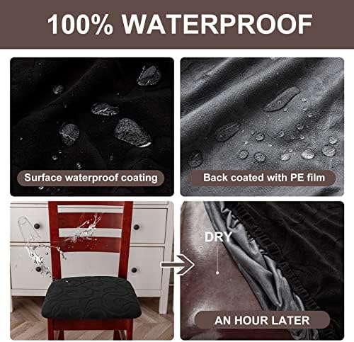Genina Waterproof Chair Seat Covers 2PCS Flower Pattern Black