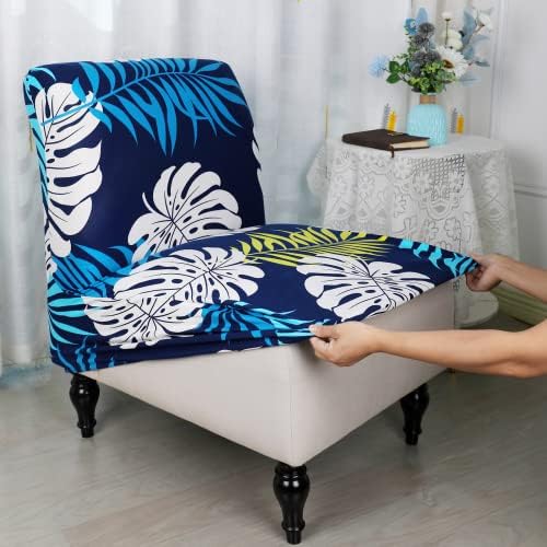Iauddy Armless Accent Chair Slipcover - Navy BlueLeaves