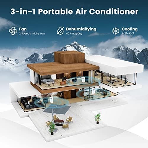 COSTWAY 8000 BTU Portable Air Conditioner with Dehumidifier and Fan Mode