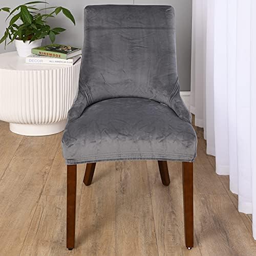 MIFXIN Velvet Wingback Chair Slipcover Set of 2 Dark Grey