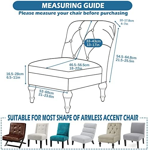 Velvet Chair Cover Slipcover for Armless Chair Black