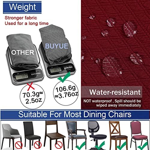BUYUE Dining Chair Seat Covers Set of 4 Burgundy