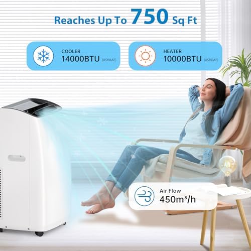 GarveeHome 14000BTU Dual Hose Inverter Portable AC Unit