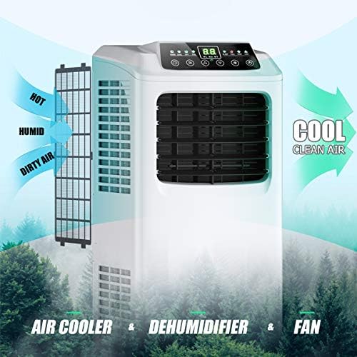 COSTWAY 8000 BTU Portable Air Conditioner 3-in-1 White Black