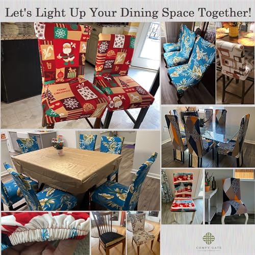 4 Pack Bohemian Dining Chair Covers with Elastic Hem