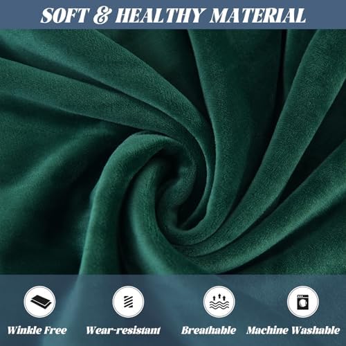 Dark Green Velvet Wingback Chair Slipcover 1PC