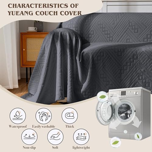 Waterproof Couch Cover with 3 Cushions Dark Grey