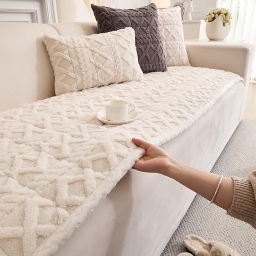 Plush Sofa Cover for Pets Cats Dogs 35x82 White