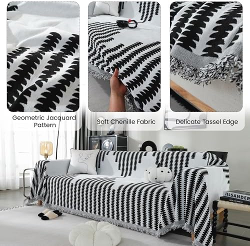 Boho Chenille Sofa Cover for Sectional Pet Friendly 71x118