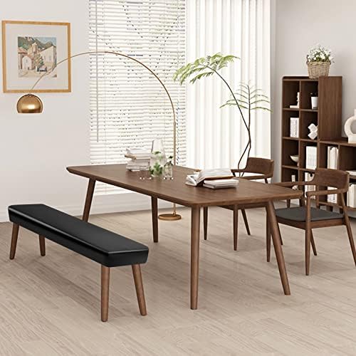 SearchI Waterproof Dining Bench Cover with PU Black Faux Leather