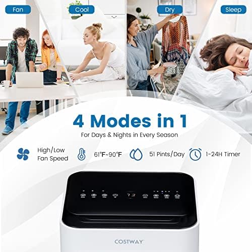 COSTWAY 10000 BTU Portable Air Conditioner with Cool Fan Dehumidifier Sleep Mode