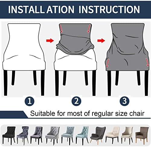 Rismart Wingback Dining Chair Covers Stretch Removable Spandex 2PCS
