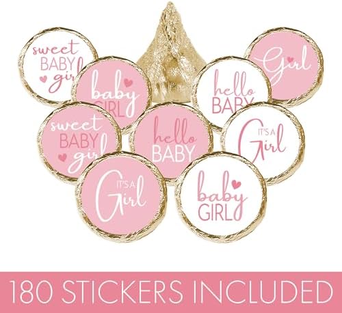 Pink Baby Shower Favor Stickers - 180 Labels