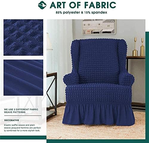 PURRSI Stretch Slipcover with Skirt Navy Blue