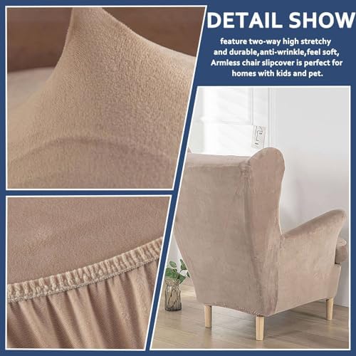 Velvet Wingback Chair Cover 2 Pack - Taupe