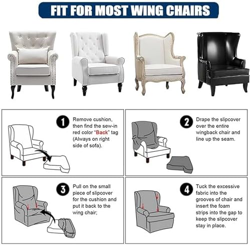 Pink Wingback Chair Covers with Arms for Deluxe Plush Armchair